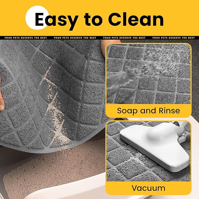 Conlun Cat Litter Mat Litter Trapping Mat, 35" x 23" Premium Durable PVC Grid Mesh with Scatter Control, Non-slip, Less Waste Cat Litter Box Mat, Soft on Kitty’s Paws, Urine Waterproof