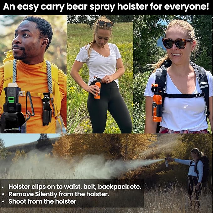 UDAP SOG Pepper Power Bear, Mountain Lion, Dog, Coyote, & Moose Spray Self Defense Deterrent with Griz Guard Holster for Camping, Hiking, Fishing, Powerful Blast, 40 ft Fog Barrier, Safety 7.9 oz