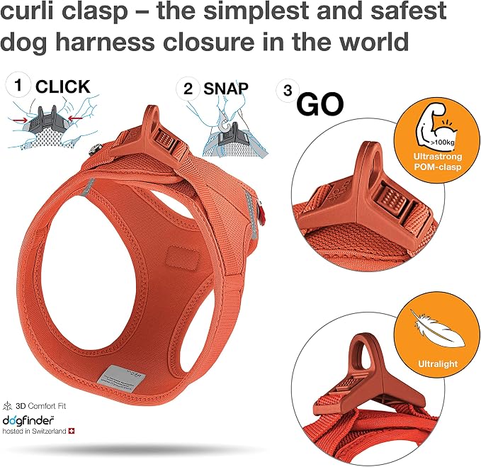 Vest Harness curli Clasp Air-Mesh Sun Orange 2XS