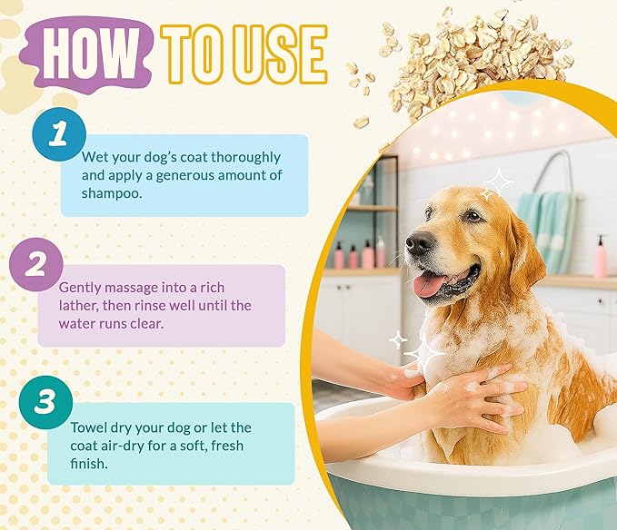 ALFIE'S CHOICE Oatmeal Dog Shampoo and Conditioner for Itchy Skin Relief | Puppy Shampoo for Sensitive Skin 5-in-1 | Cleans, Deodorizes & Detangles | Dog Wash for All Breeds | Made in USA | 16 fl oz
