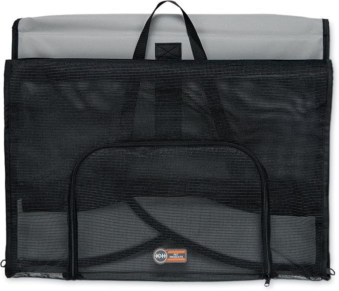 K&H Dog Car Seat, Travel Safety Carrier for Pets, Small, Gray/Black | Enclosed Car Seat for Dogs, Soft-Sided Covered Pet Carrier, Washable Pad, Multiple Entrances, Mesh Windows, 17x16x15in