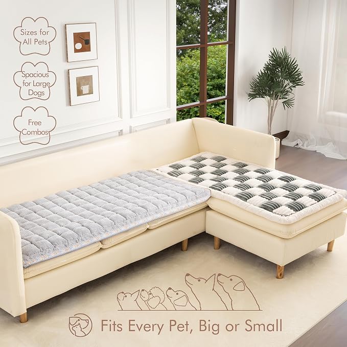 Couch Cover for Sofa, Sectional Couch Cover for Dogs, Sofa Cover Washable, Cushion Cover Blanket Pad Bed Mat for Pets, Chenille Furniture Protector, White, 27.6x59in