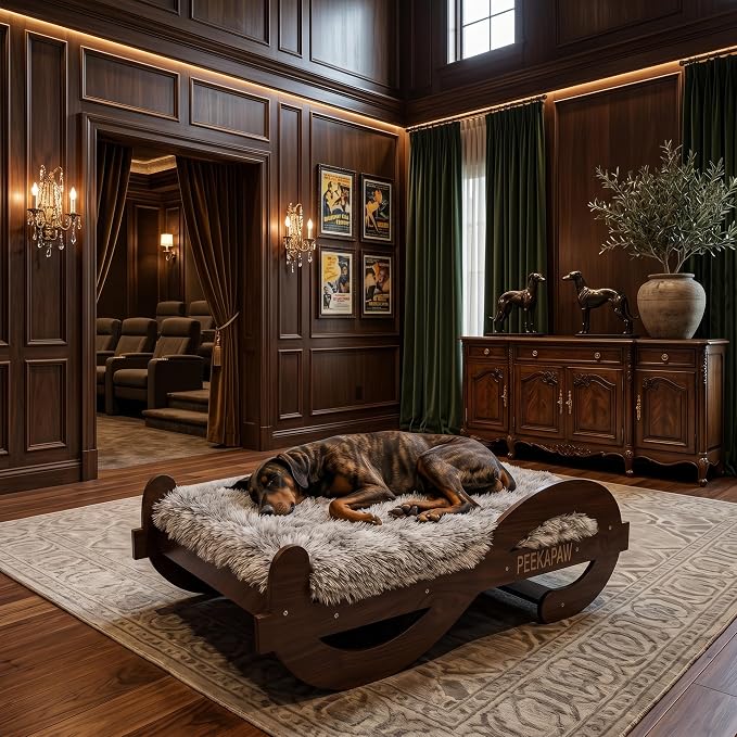Wood Elevated Raised Dog Bed Frame Mat Set,80lb | Trainer Recommended Australian design Sturdy Attractive Dog Furniture Sofa Couch