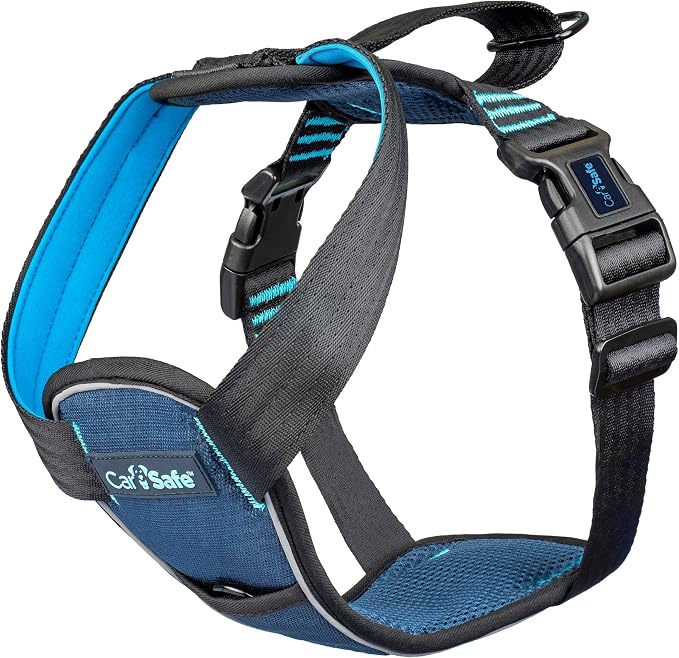 Carsafe Crash Tested Dog Harness Blue X Small | Crash Tested to 32Kg/70lbs, Safely Secure Dog in the Car, Comfortable and Padded Design, for Toy, Small, Medium & Large Dogs