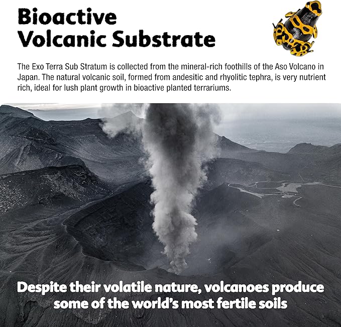 Exo Terra Sub Stratum, Bioactive Volcanic Substrate for Reptile Terrariums, Eliminates Odor, Offers Correct Moisture Levels 8.8 lb
