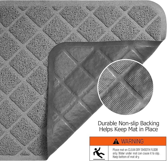 Conlun Cat Litter Mat Litter Trapping Mat, 47" x 35" Premium Durable PVC Grid Mesh with Scatter Control, Non-slip, Less Waste Cat Litter Box Mat, Soft on Kitty’s Paws, Urine Waterproof