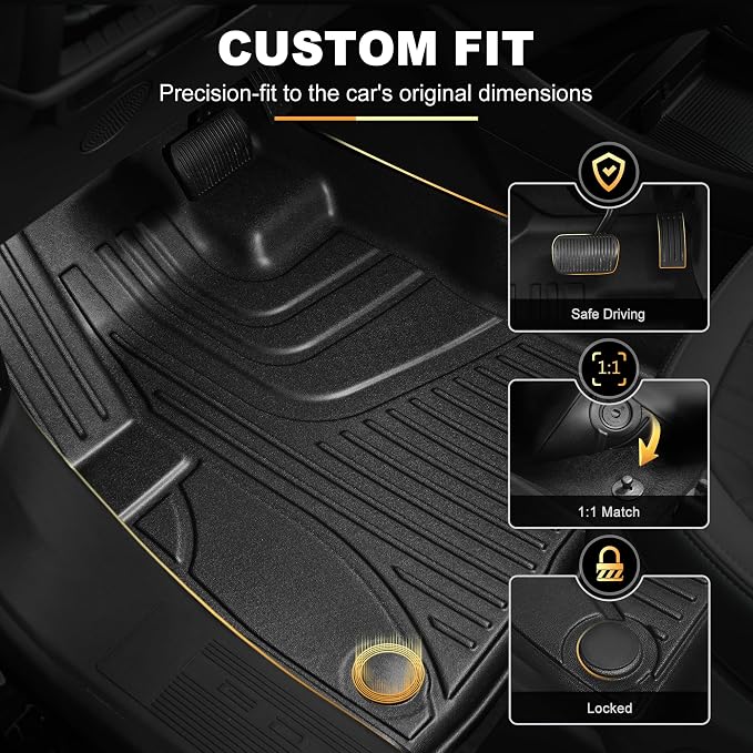 AOMSAZTO Floor Mats for Ford Bronco Sport 2021 2022 2023 2024 2025 2026-1st & 2nd Row All Weather Protection Car Floor Liners Waterproof Mats