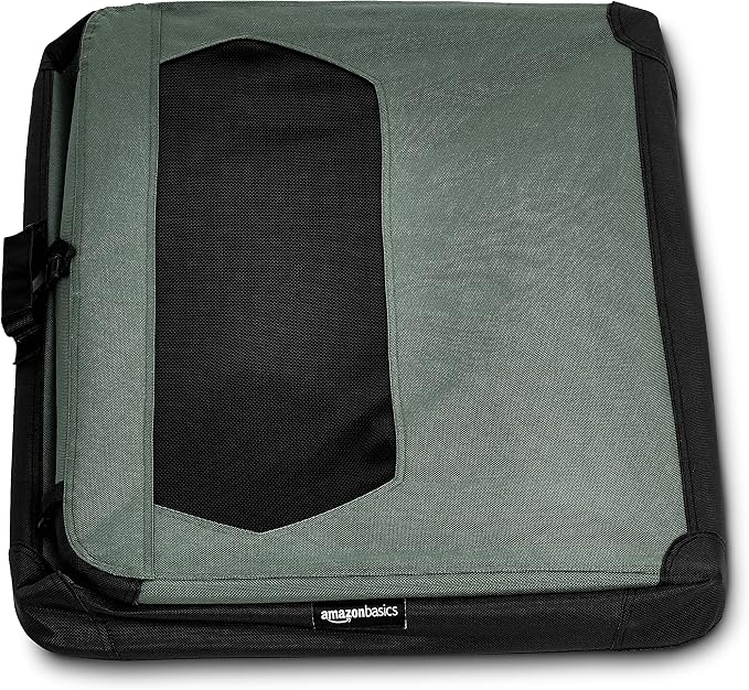 Amazon Basics Portable Folding Soft Pet Dog Crate Carrier Kennel for Large Dogs, Easy to Clean, 36 x 24 x 24 inches, Grey