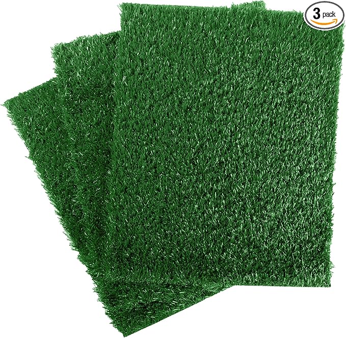 PETMAKER Artificial Grass Puppy Pee Pad for Dogs, Set of 3, 20” x 30” | Reusable Washable Turf Pads for Dogs, Indoor and Outdoor Fake Grass Potty, Pet Housebreaking Supplies