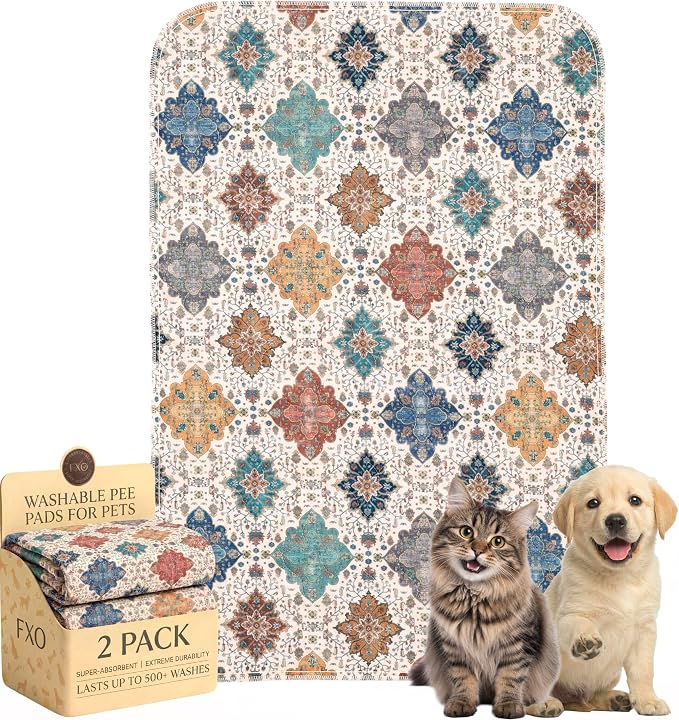 Washable Pee Pads for Dogs and Cats,Great Urine Absorbent Reusable Puppy Training Pads,Waterproof,Leak-Proof & Non-Slip Cat Litter Box Mat for Whelping,Crate,Playpen,Bed.(Colorful Day,18"x28")