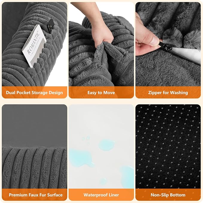 Human Dog Bed for Adult, Orthopedic Gel Memory Foam, 65"x41"x9" | Human Dog Bed Fits Adult & Pets, Reversible Egg-Crate Foam Cushion, Washable Pet Bed with Blanket, Medium Grey