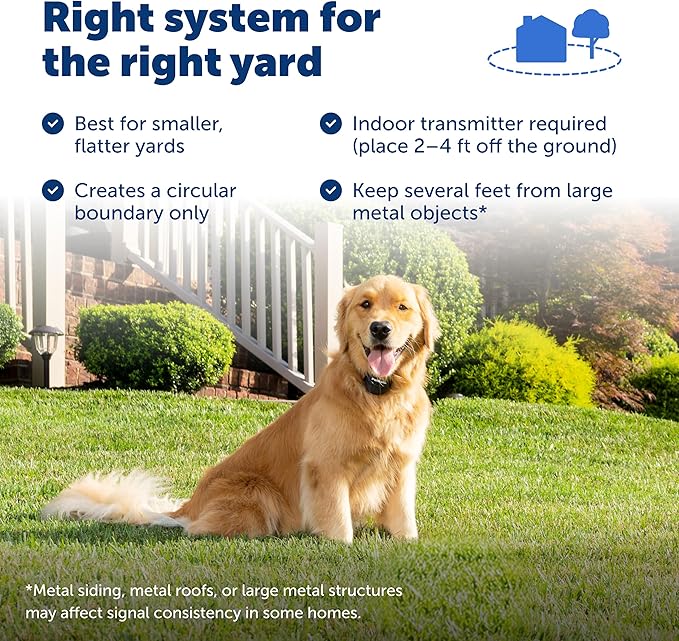 PetSafe Stay & Play Compact Wireless Fence, LCD Screen to Adjust the Circular Boundary, Secure up to 3/4 Acre Area, for Dogs 5lbs and up, Portable System with 50 Extra Flags