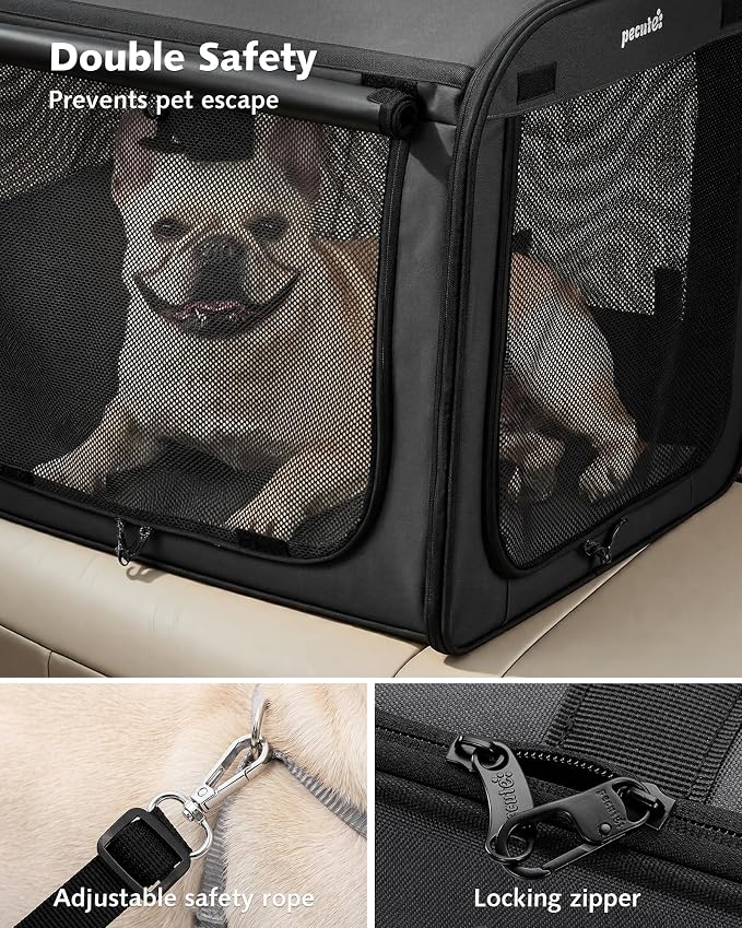 Dog Car Carrier Light Weight 24×17.7×20.5in, Foldable Dog Carrier, Dark Gray