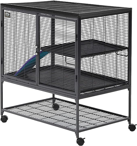 Critter Nation by MidWest Homes for Pets Single Unit Small Animal Cage, Habitat for Rats, Chinchillas, Ferrets, Sugar Gliders, Tool-Free Assembly, with Full-Width Doors, Shelf and Removable Base Pan