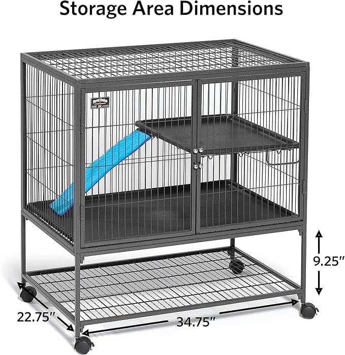 MidWest Homes for Pets Ferret Nation Single Unit Small Animal Cage, 2 Tiers, Includes Pan, Shelf, Ramp & Cover, for Ferrets & Other Small Animals