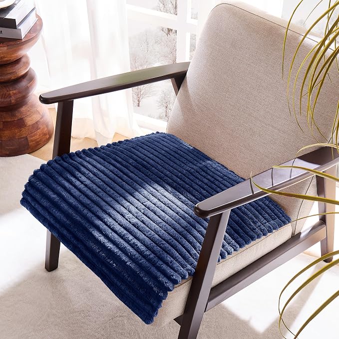 100% Waterproof Couch Arm Covers 2pcs, Fuzzy Chair Arm Covers Thick Soft Recliner Chair Armrest Protectors, Non-Slip Couch Armrest Cover Pet mats for Sofa (Navy Blue, 22" x 22" 2 Pack)