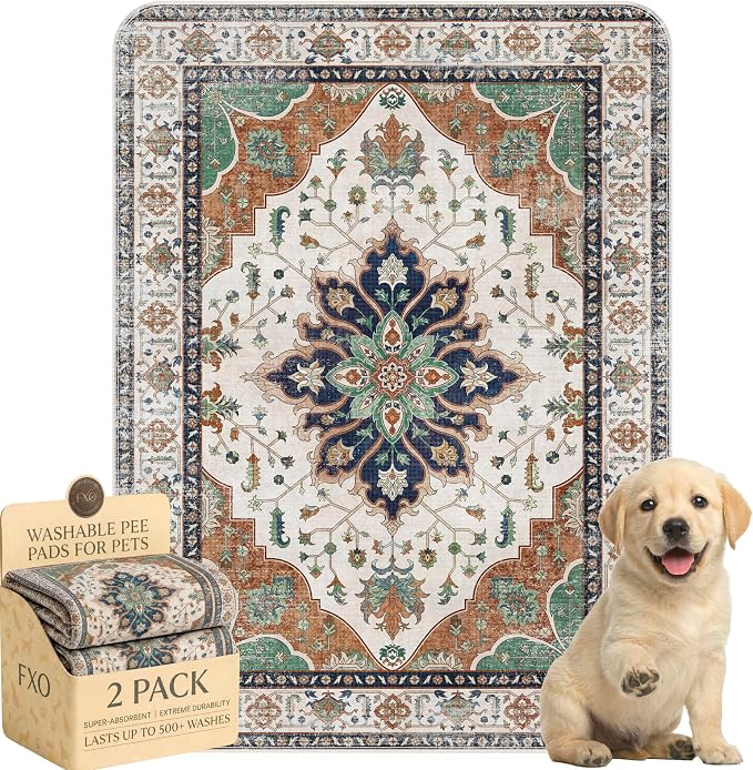 Washable Pee Pads for Dogs,Great Urine Absorbent Reusable Puppy Training Pads,Waterproof,Leak-Proof & Non-Slip Potty Pads for Whelping,Crate,Playpen,Bed.(Dark Teal Floral,18"x24")