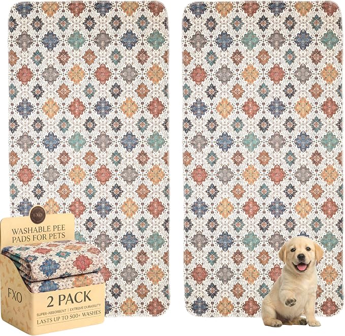 Washable Pee Pads for Dogs,Great Urine Absorbent Reusable Puppy Training Pads,Waterproof,Leak-Proof & Non-Slip Potty Pads for Whelping,Crate,Playpen,Bed.(Colorful Day,36"x72")