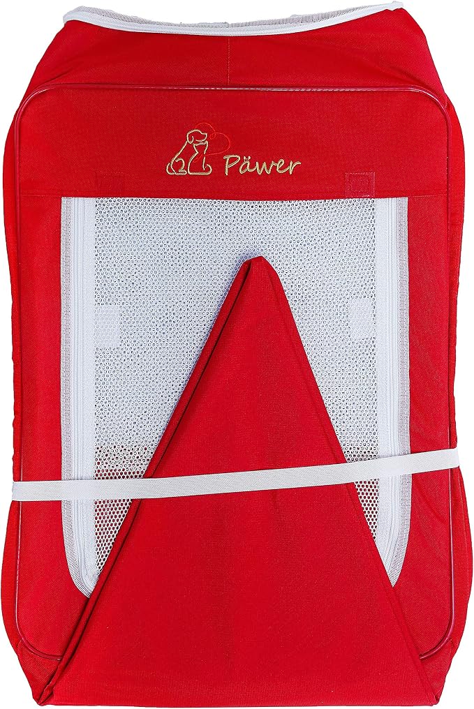 Pawer 36”×18.5” 8-Panel Foldable Pet Playpen, Red with Christmas Printing, Personalize Fabric Piece Available, for Cat/Dog/Puppy,600D Oxford Cloth Portable Indoor & Outdoor Kennel with Carry Bag