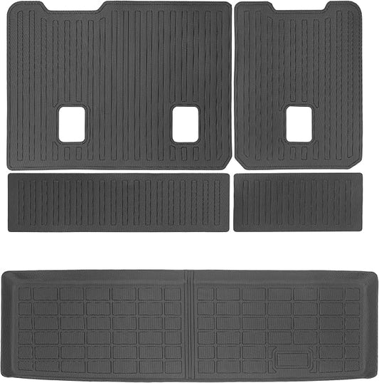 Yakitoko 3D TPE Car Trunk Cargo Liner Mat for 2015-2020 Chevrolet Tahoe and GMC Yukon 7Seat with Backrest Mat Custom Fit All-Weather Waterproof Floor Protection, Heavy Duty & Odorless