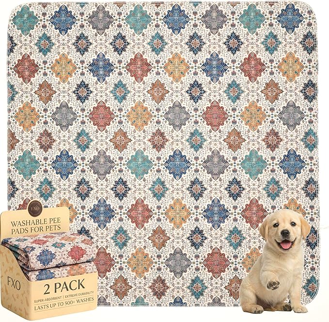 Washable Pee Pads for Dogs,Great Urine Absorbent Reusable Puppy Training Pads,Waterproof,Leak-Proof & Non-Slip Potty Pads for Whelping,Crate,Playpen,Bed.(Colorful Day,36"x36")