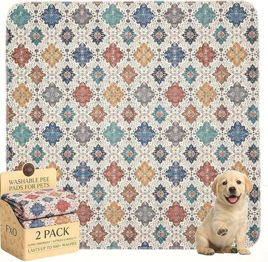 Washable Pee Pads for Dogs,Great Urine Absorbent Reusable Puppy Training Pads,Waterproof,Leak-Proof & Non-Slip Potty Pads for Whelping,Crate,Playpen,Bed.(Colorful Day,36"x36")