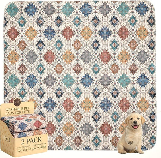 Washable Pee Pads for Dogs,Great Urine Absorbent Reusable Puppy Training Pads,Waterproof,Leak-Proof & Non-Slip Potty Pads for Whelping,Crate,Playpen,Bed.(Colorful Day,48"x48")