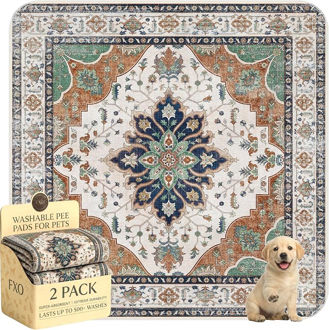 Washable Pee Pads for Dogs,Great Urine Absorbent Reusable Puppy Training Pads,Waterproof,Leak-Proof & Non-Slip Potty Pads for Whelping,Crate,Playpen,Bed.(Dark Teal Floral,48"x48")