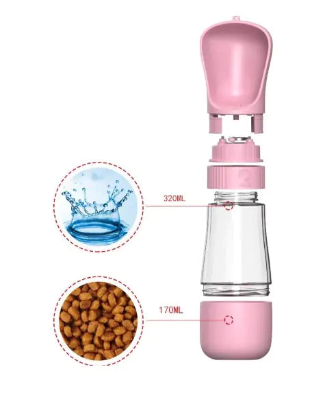 2-in-1 Portable Dog Water Bottle with Built-In Bowl