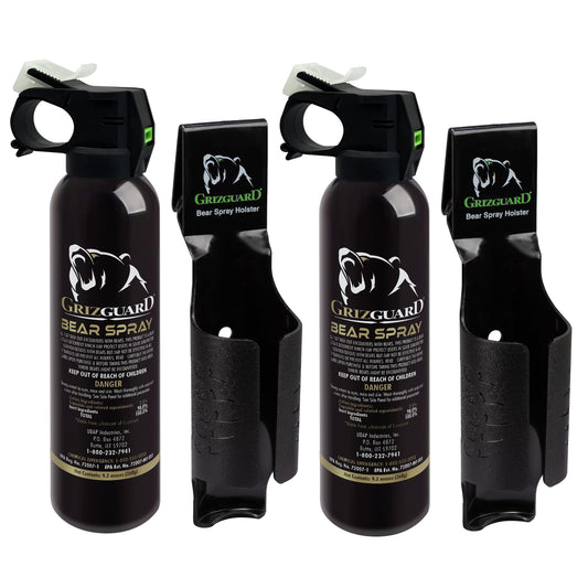 UDAP Griz Guard Bear Pepper Spray Self Defense Deterrent with Holster for Camping Hiking Fishing Powerful Blast Pattern 30 ft Fog Barrier 260GG2 9.2 oz 2 Pack